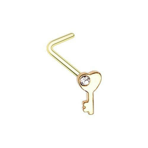 Golden Key to my Heart L-Shape Nose Ring Nose Ring Impulse Piercings Default Title