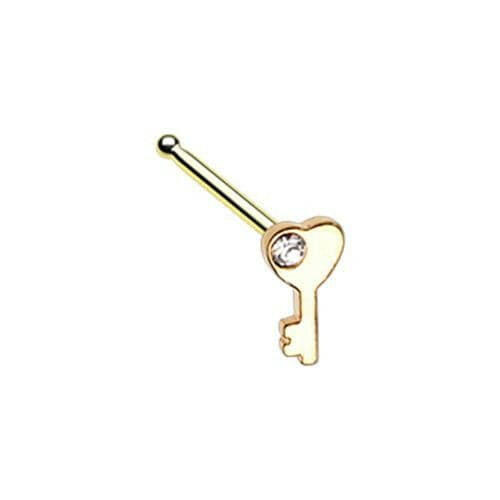 Golden Key to my Heart Nose Stud Ring Nose Ring Impulse Piercings Default Title