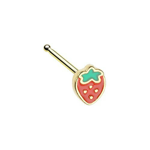 Golden Leafy Strawberry Nose Stud Ring Nose Ring Impulse Piercings