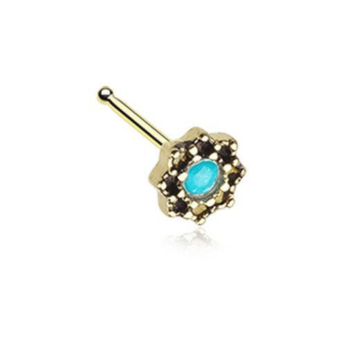 Golden Lotus Opal Sparkle Filigree Icon Nose Stud Ring Nose Ring Impulse Piercings