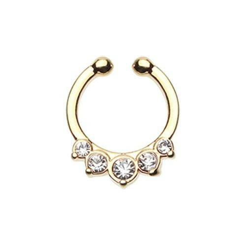 Golden Multi-Gem Precia Fake Septum Clip-On Ring Fake Septum Ring Impulse Piercings