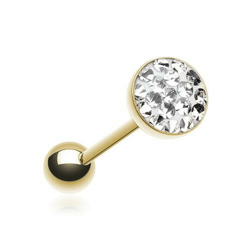 Golden Multi-Sprinkle Dot Multi Gem Barbell Tongue Ring Barbell Impulse Piercings Clear