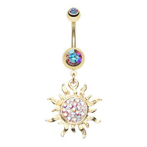 Golden Multi-Sprinkle Dot Sun Belly Button Ring Navel Ring Impulse Piercings