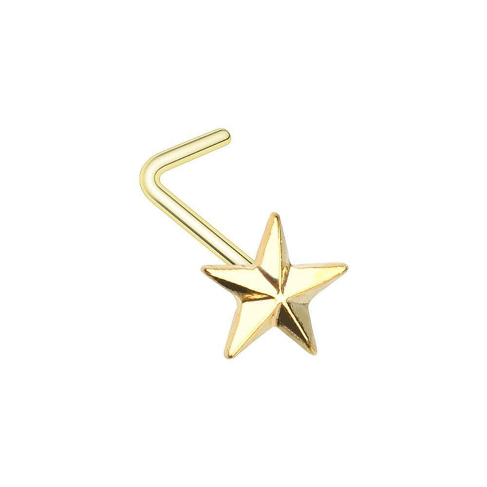 Golden Nautical Star Icon L-Shaped Nose Ring Nose Ring Impulse Piercings