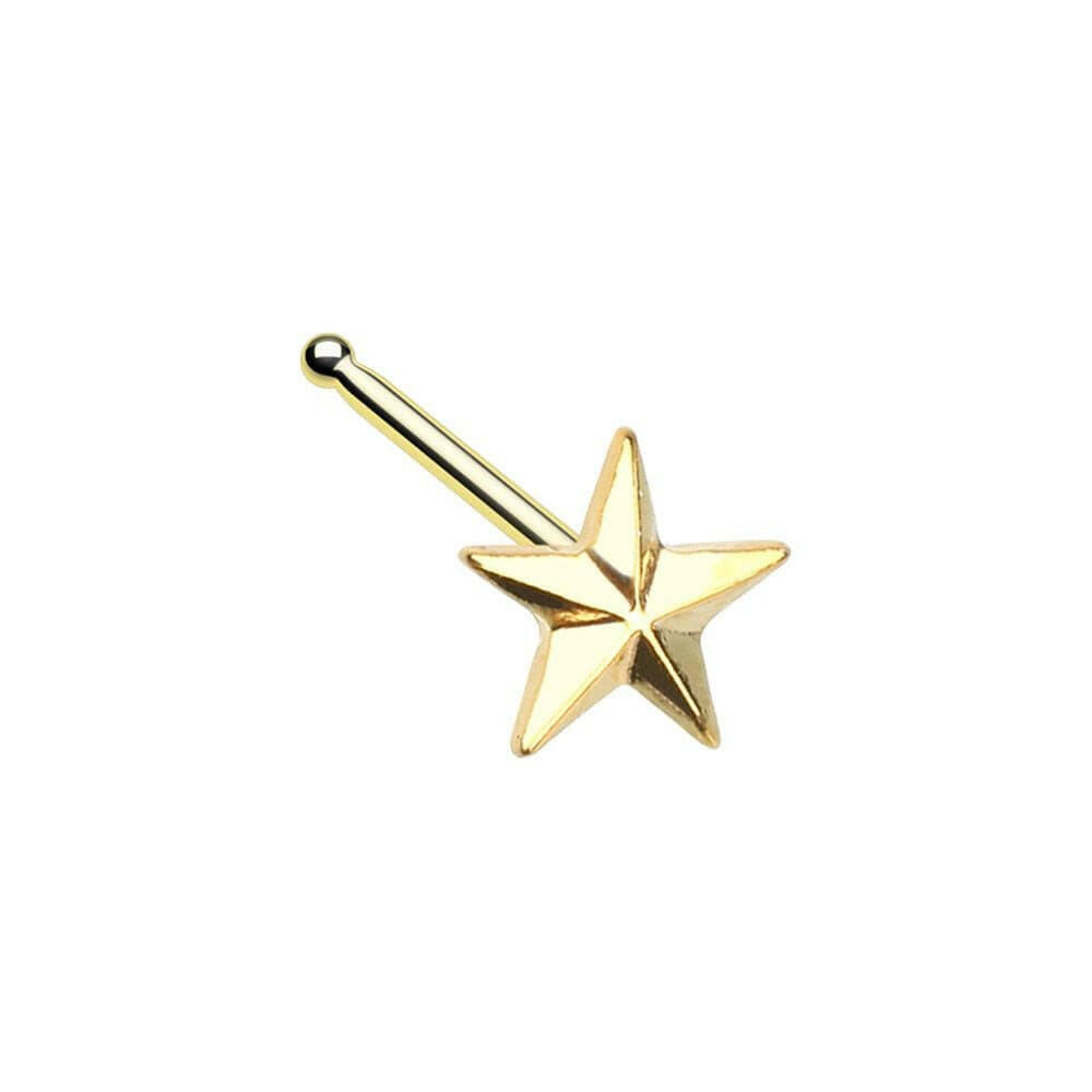 Golden Nautical Star Icon Nose Stud Ring Nose Ring Impulse Piercings