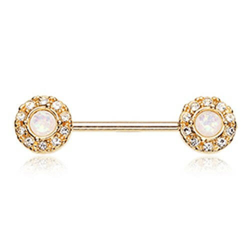 Golden Opal Elegance Nipple Barbell Ring Nipple Ring Impulse Piercings