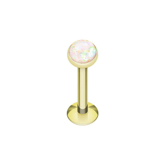 Golden Opal Glitter Shower Dome Steel Labret Labret Impulse Piercings 16 GA (1.2mm) 5/16" (8mm)