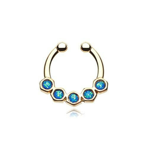 Golden Opal Hexa Gemina Fake Septum Clip-On Ring Fake Septum Ring Impulse Piercings