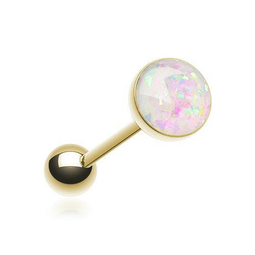 Golden Opal Sparkle Barbell Tongue Ring Barbell Impulse Piercings