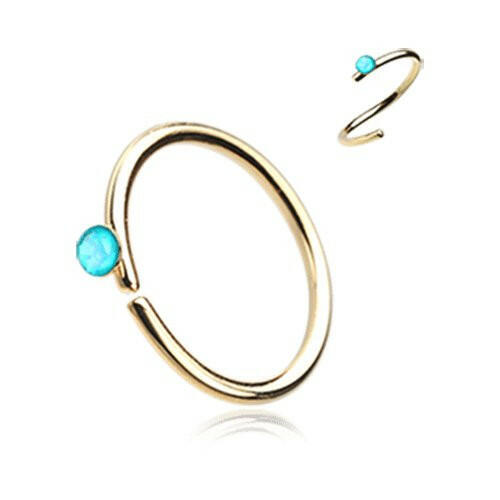 Golden Opal Sparkle Bendable Steel Nose Hoop Nose Ring Impulse Piercings 20 gauge (0.8mm) 5/16" (8mm) Teal