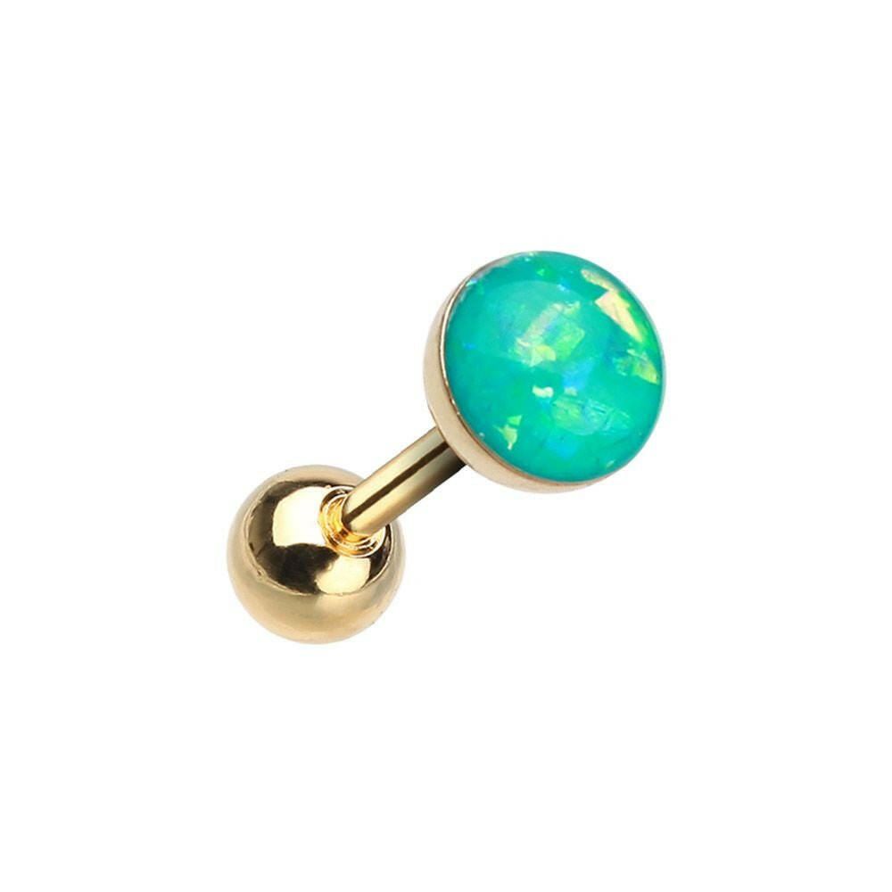 Golden Opal Sparkle Cartilage Tragus Earring Cartilage Earring Impulse Piercings 1/8" (3mm) Teal