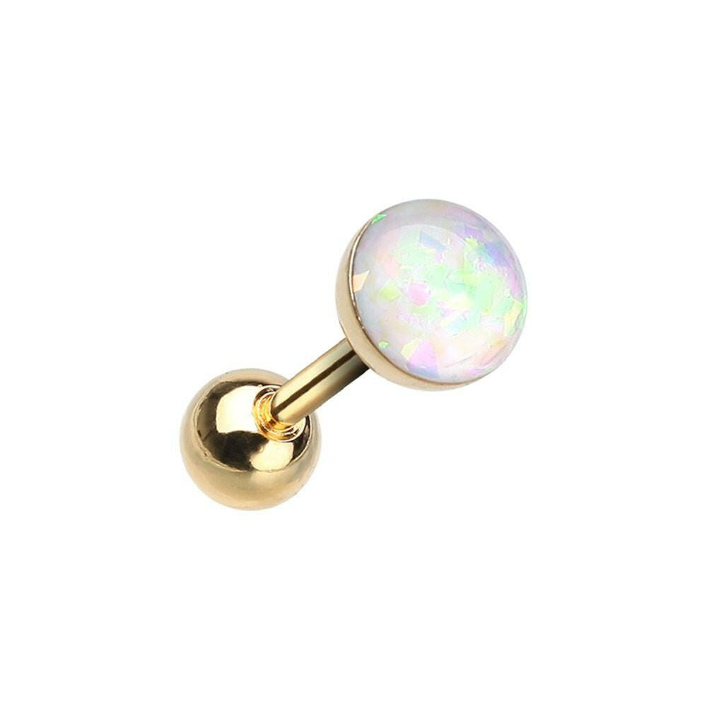 Golden Opal Sparkle Cartilage Tragus Earring Cartilage Earring Impulse Piercings 1/8" (3mm) White