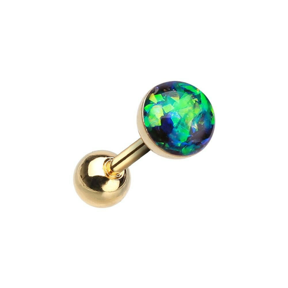 Golden Opal Sparkle Cartilage Tragus Earring Cartilage Earring Impulse Piercings 1/8" (3mm) Black