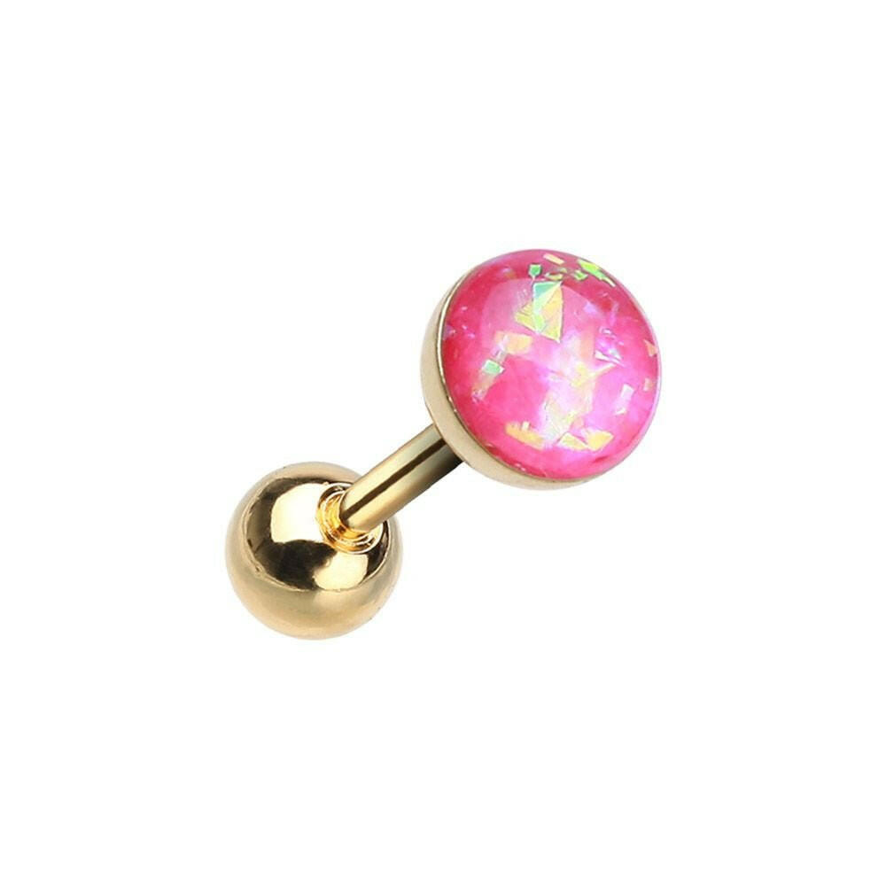 Golden Opal Sparkle Cartilage Tragus Earring Cartilage Earring Impulse Piercings 1/8" (3mm) Pink