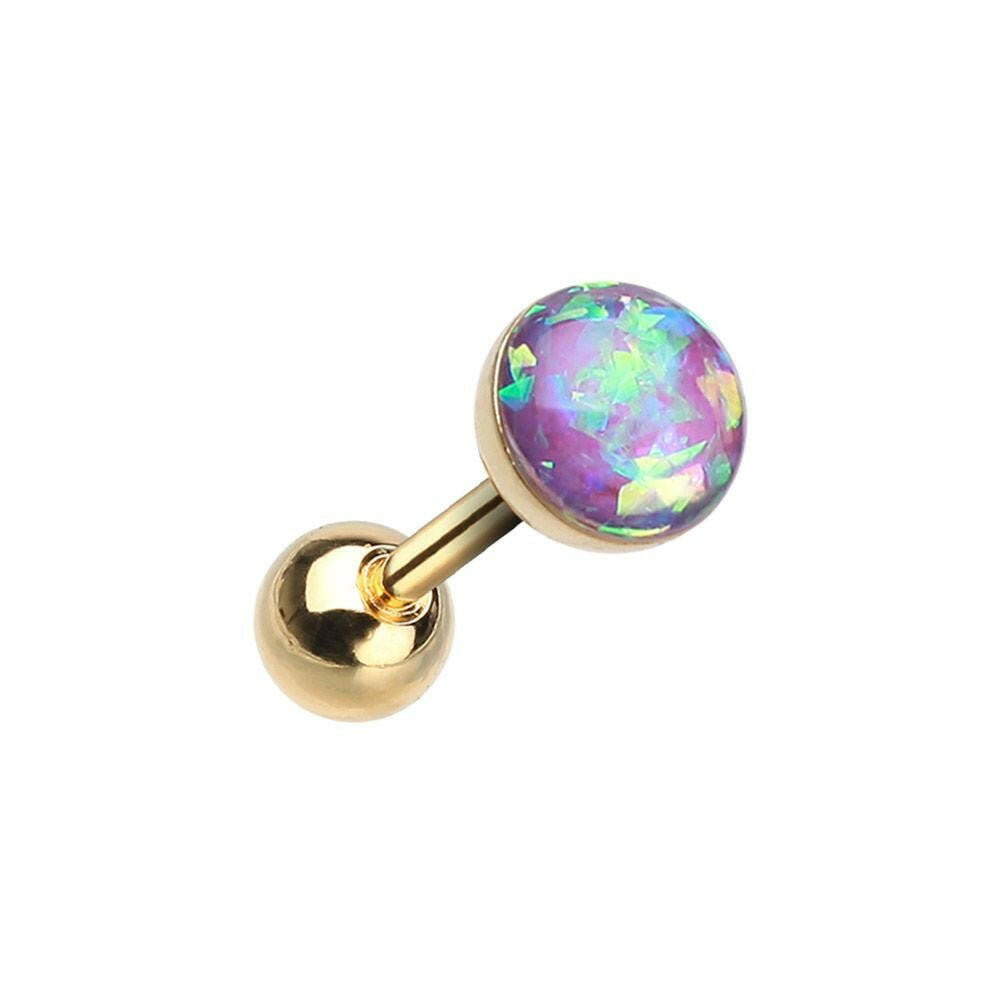 Golden Opal Sparkle Cartilage Tragus Earring Cartilage Earring Impulse Piercings 1/8" (3mm) Purple