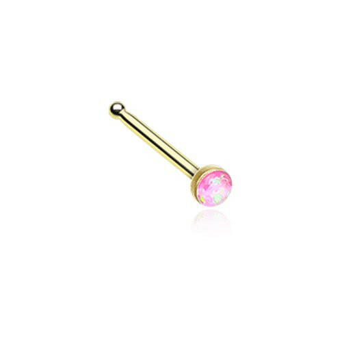 Golden Opal Sparkle Nose Stud Ring Nose Ring Impulse Piercings 20 gauge (0.8mm) Pink