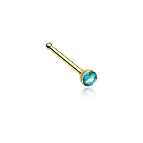 Golden Opal Sparkle Nose Stud Ring Nose Ring Impulse Piercings 20 gauge (0.8mm) Black