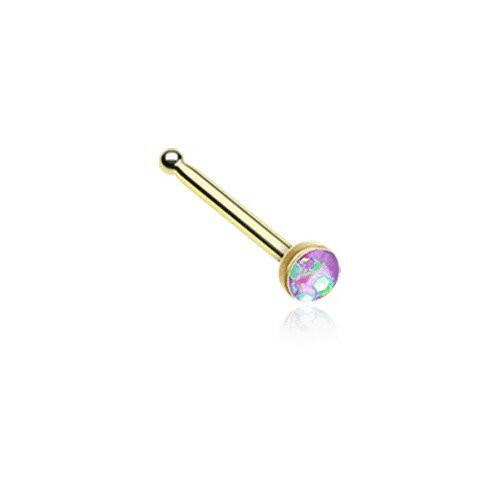 Golden Opal Sparkle Nose Stud Ring Nose Ring Impulse Piercings 20 gauge (0.8mm) Purple