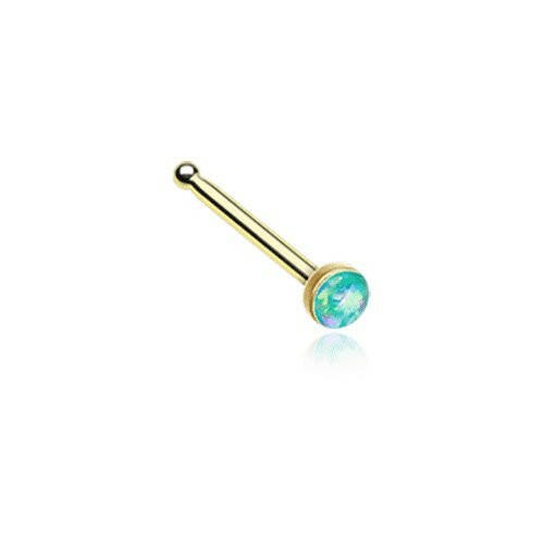 Golden Opal Sparkle Nose Stud Ring Nose Ring Impulse Piercings 20 gauge (0.8mm) Teal