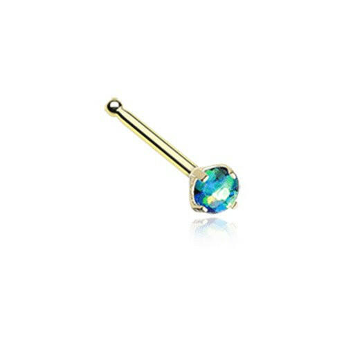 Golden Opal Sparkle Prong Set Nose Stud Ring Nose Ring Impulse Piercings 20 gauge (0.8mm) Black