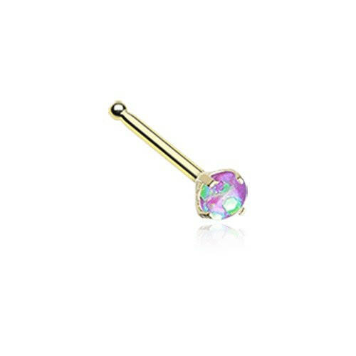 Golden Opal Sparkle Prong Set Nose Stud Ring Nose Ring Impulse Piercings 20 gauge (0.8mm) Purple