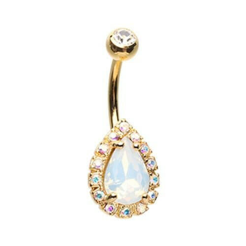 Golden Opalescent Teardrop Belly Button Ring Navel Ring Impulse Piercings