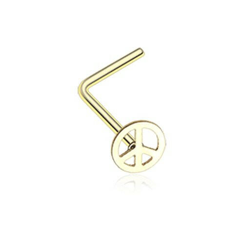 Golden Peace Icon L-Shaped Nose Ring Nose Ring Impulse Piercings