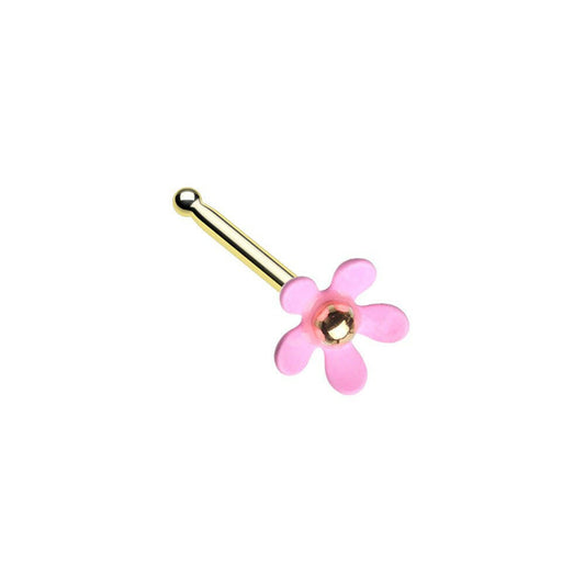 Golden Pink Summer Flower Nose Stud Ring Nose Ring Impulse Piercings