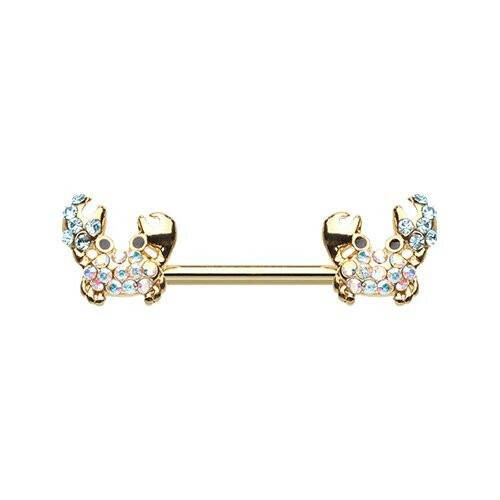 Golden Posh Sea Crab Nipple Barbell Ring Nipple Ring Impulse Piercings