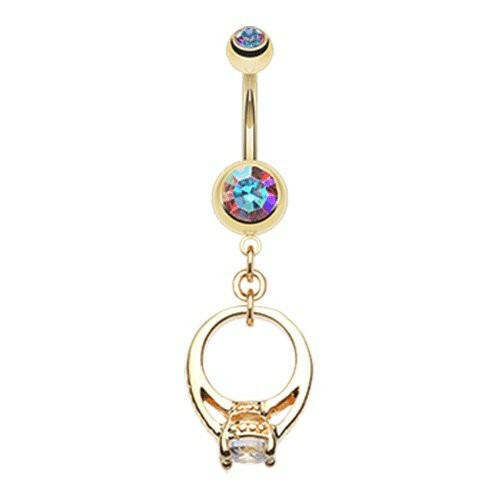 Golden Promise Belly Button Ring Navel Ring Impulse Piercings Aurora Borealis