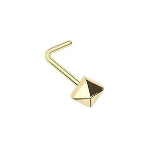 Golden Pyramid L-Shape Nose Ring Nose Ring Impulse Piercings Default Title