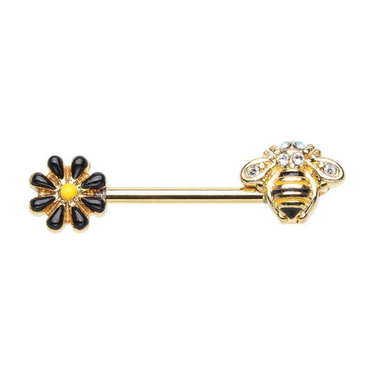 Golden Queen Bee Nipple Barbell Ring Nipple Ring Impulse Piercings