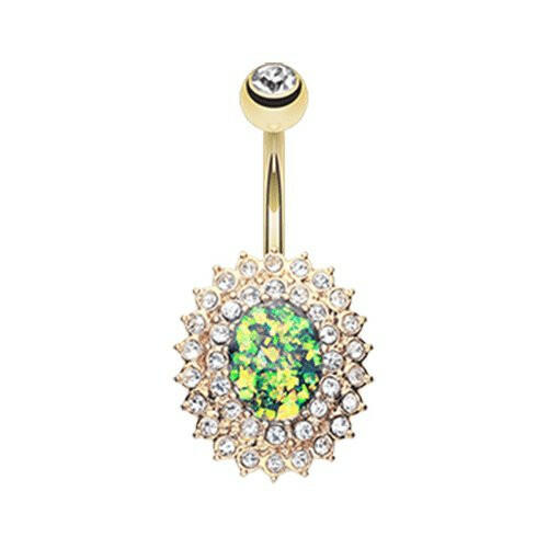 Golden Radiant Opal Sparkle Belly Button Ring Navel Ring Impulse Piercings