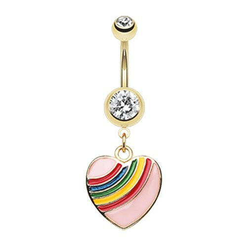 Golden Rainbow Dash Heart Belly Button Ring Navel Ring Impulse Piercings