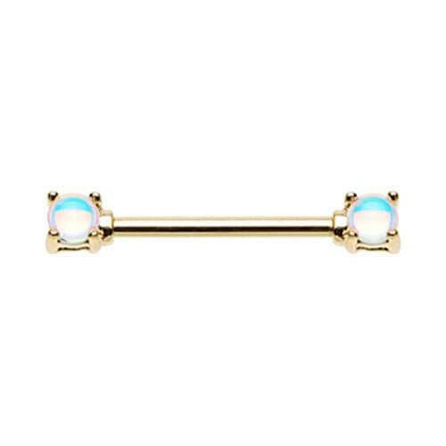 Golden Revo Double Prong Gem Nipple Barbell Ring Nipple Ring Impulse Piercings