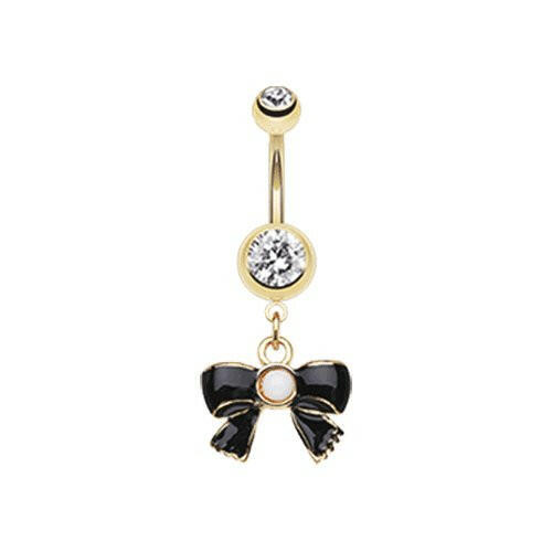 Golden Ribbon Bow Belly Button Ring Navel Ring Impulse Piercings