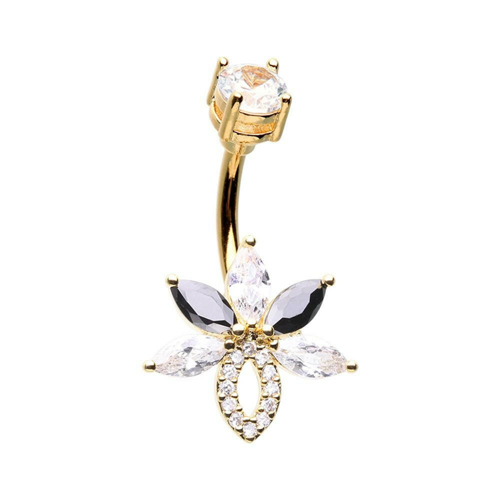 Golden Roaring 20's Marquis Cubic Zirconia Belly Button Ring Navel Ring Impulse Piercings