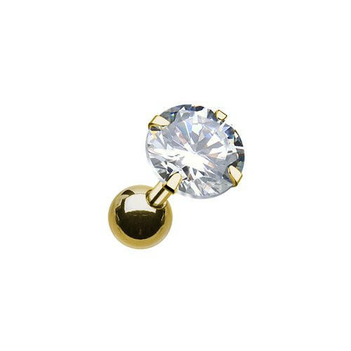 Golden Round Gem Crystal Cartilage Tragus Earring Cartilage Earring Impulse Piercings 1/8" (3mm)