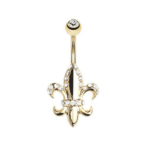 Golden Royal Fleur De Lis Belly Button Ring Navel Ring Impulse Piercings