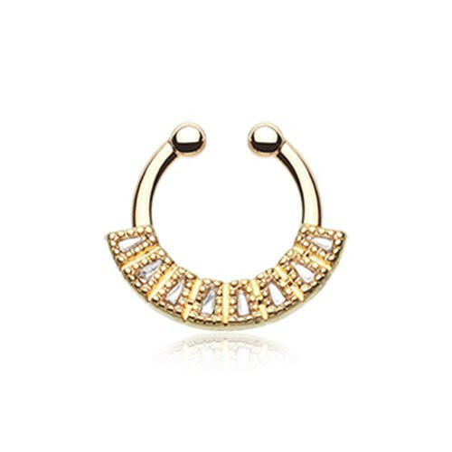 Golden Sabre Arc Fake Septum Clip-On Ring Fake Septum Ring Impulse Piercings