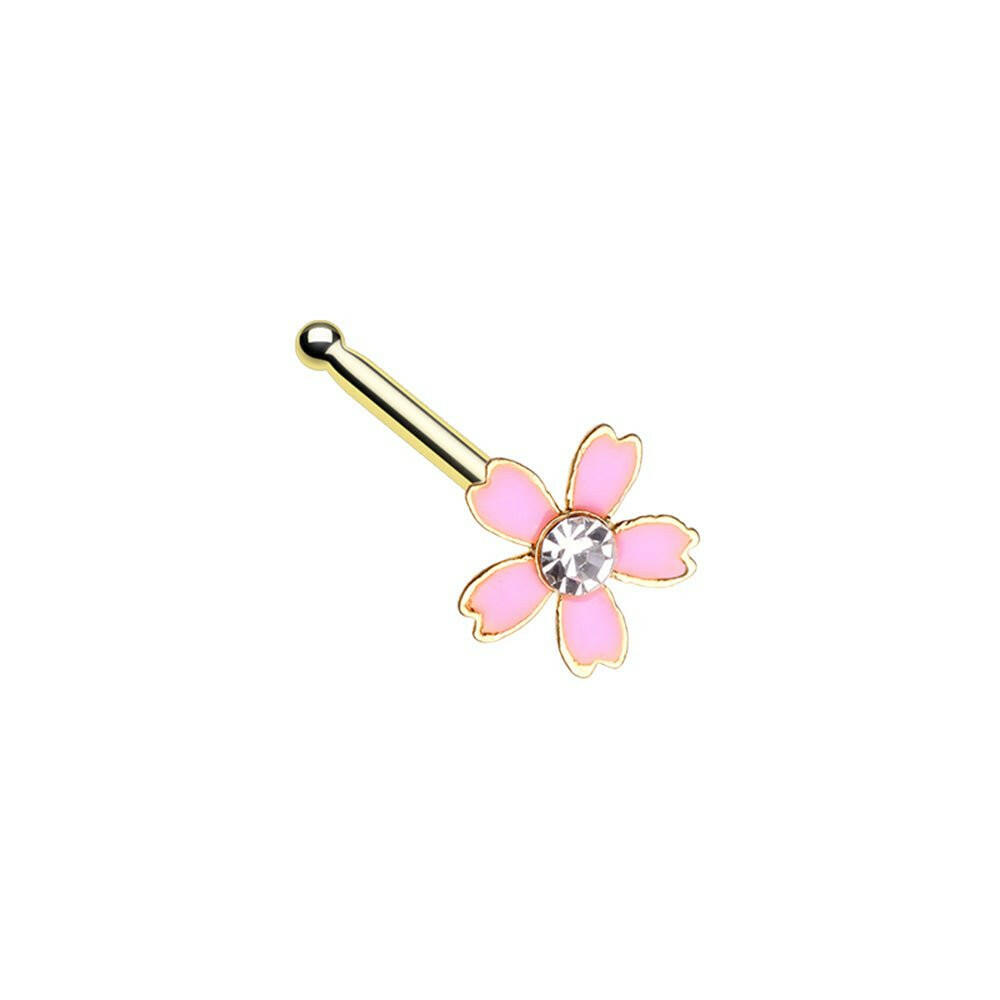 Golden Sakura Flower Nose Stud Ring Nose Ring Impulse Piercings