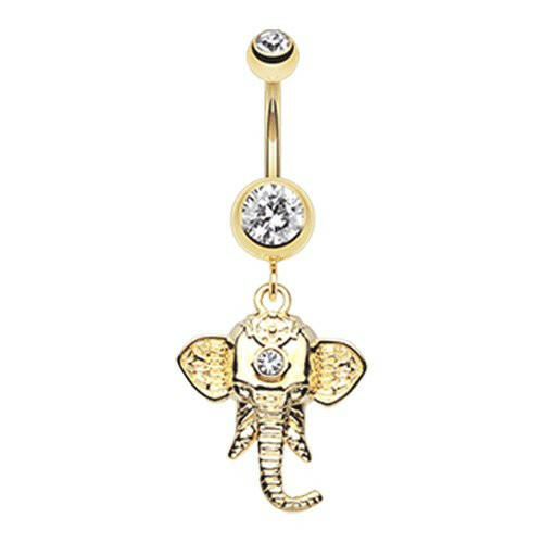 Golden Shri Ganesha Elephant Belly Button Ring Navel Ring Impulse Piercings