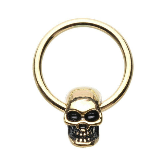 Golden Skull Head Captive Bead Ring Captive Bead Impulse Piercings 5/16" (8mm)