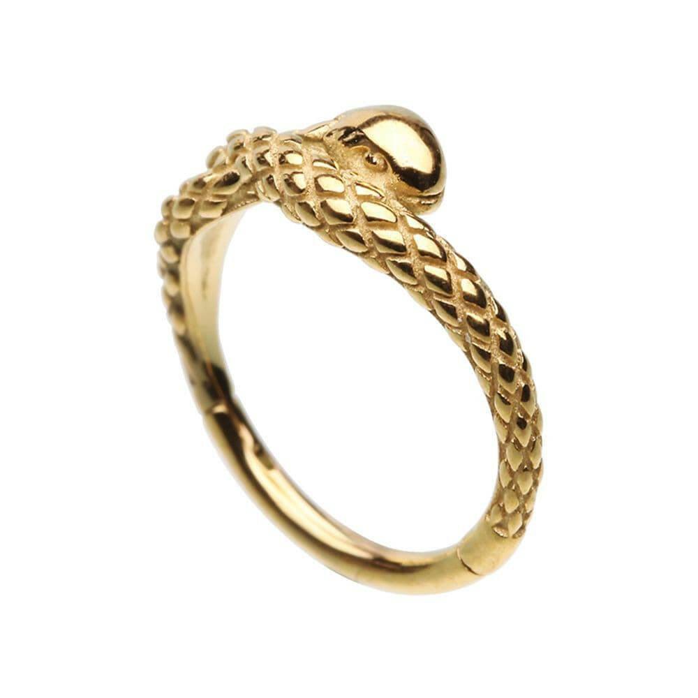 Golden Slithering Snake Steel Seamless Hinged Clicker Ring Septum Ring Impulse Piercings