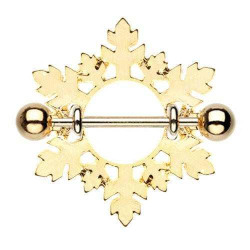 Golden Snowflake Nipple Shield Ring Nipple Ring Impulse Piercings