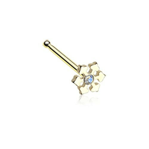 Golden Snowflake Sparkle Nose Stud Ring Nose Ring Impulse Piercings