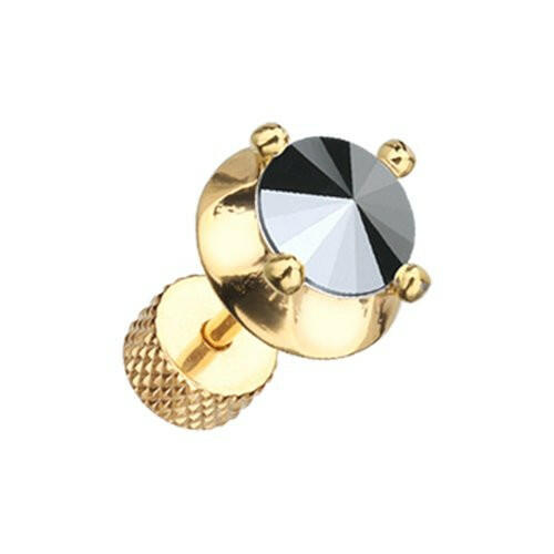 Golden Spacer Saucer Crystal Steel Fake Plug Fake Plug Impulse Piercings 16 gauge (1.2mm) Hematite