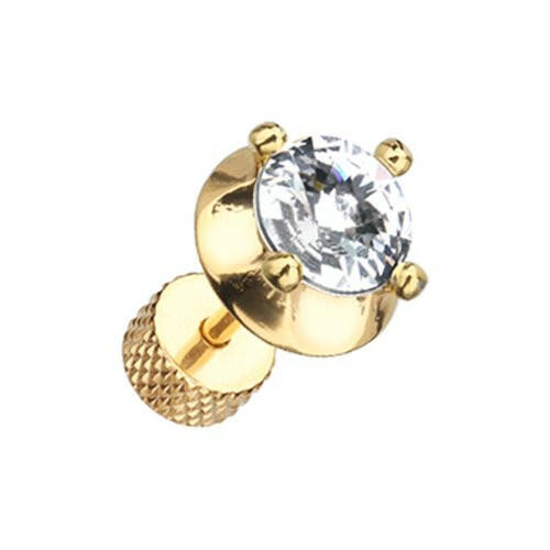 Golden Spacer Saucer Crystal Steel Fake Plug Fake Plug Impulse Piercings 16 gauge (1.2mm) Clear