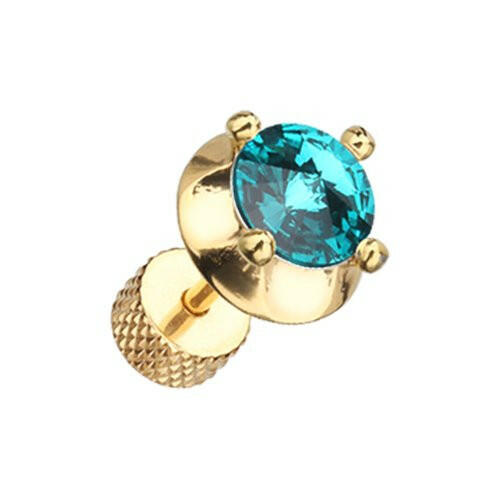 Golden Spacer Saucer Crystal Steel Fake Plug Fake Plug Impulse Piercings 16 gauge (1.2mm) Teal