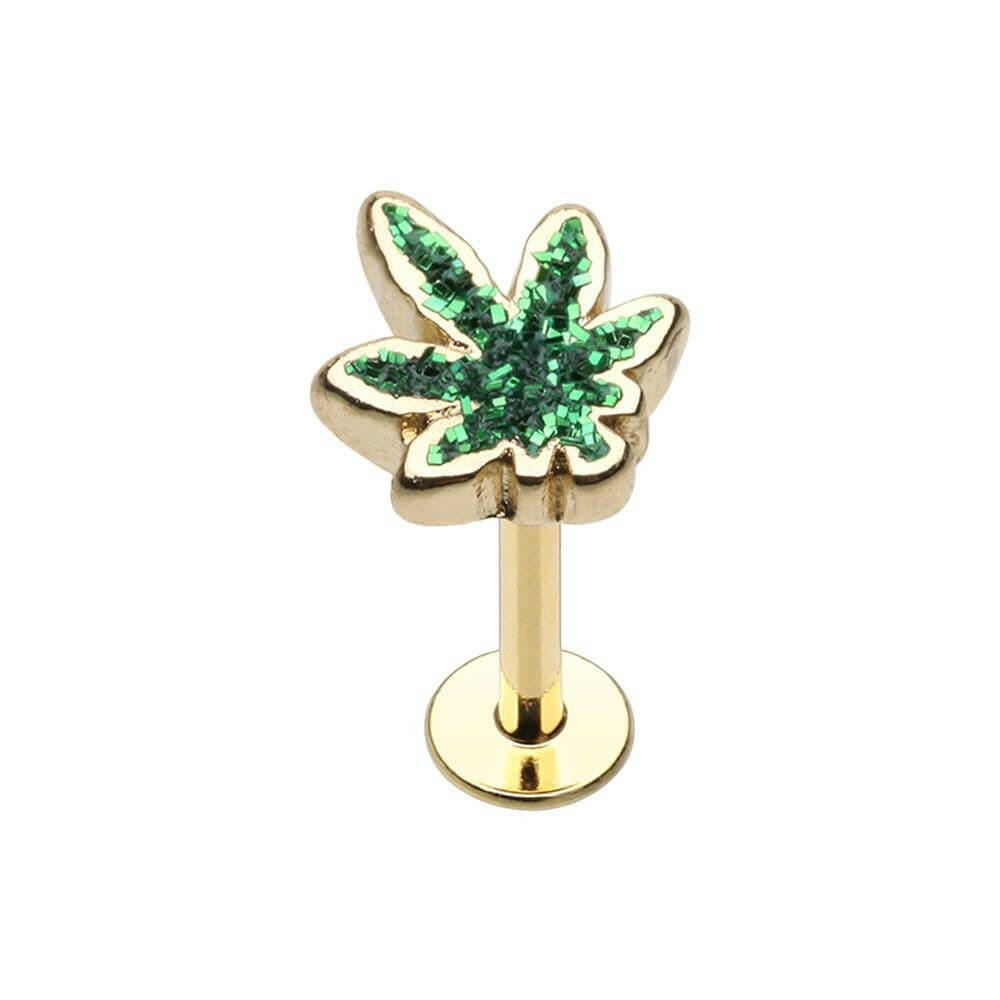 Golden Sparkle Cannabis Steel Labret Labret Impulse Piercings